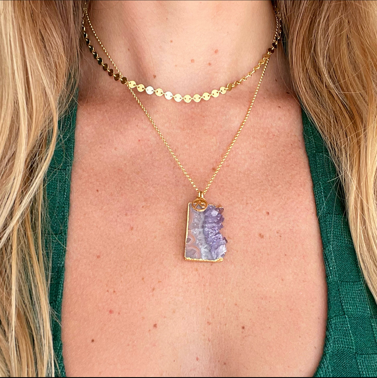 1371 - Amethyst Stalactite Charm Necklace