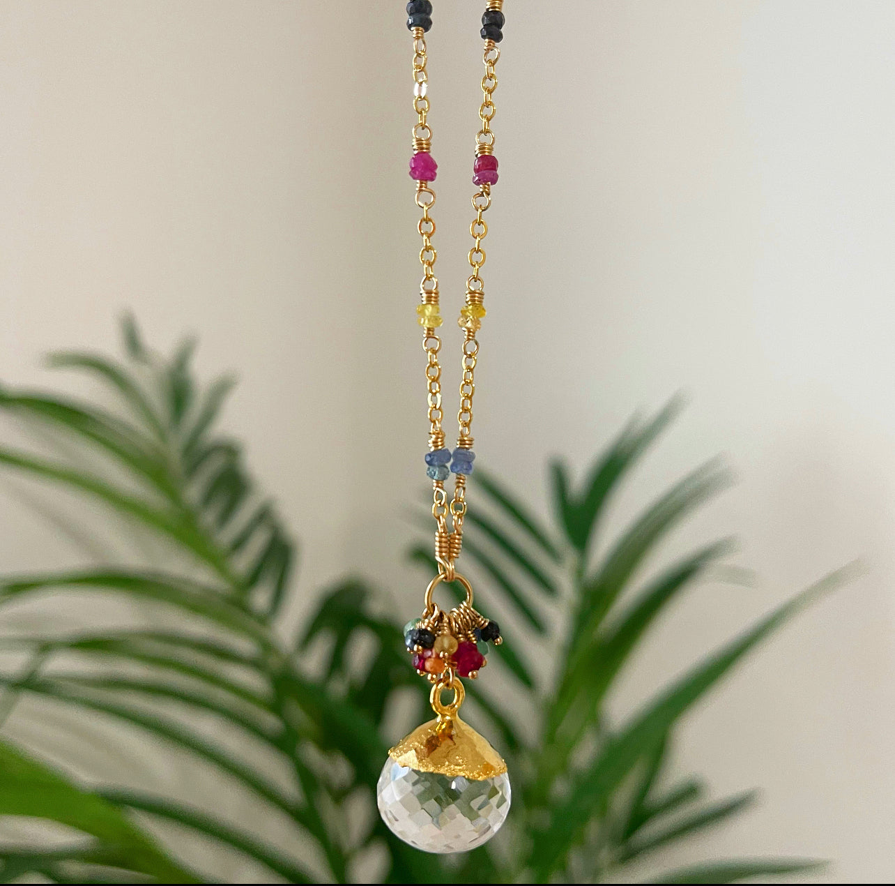 1203 - One of a Kind Gemstone Drop Necklace