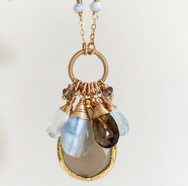 823-One of a Kind Gemstone Drop Necklace – Elizabeth Sarah