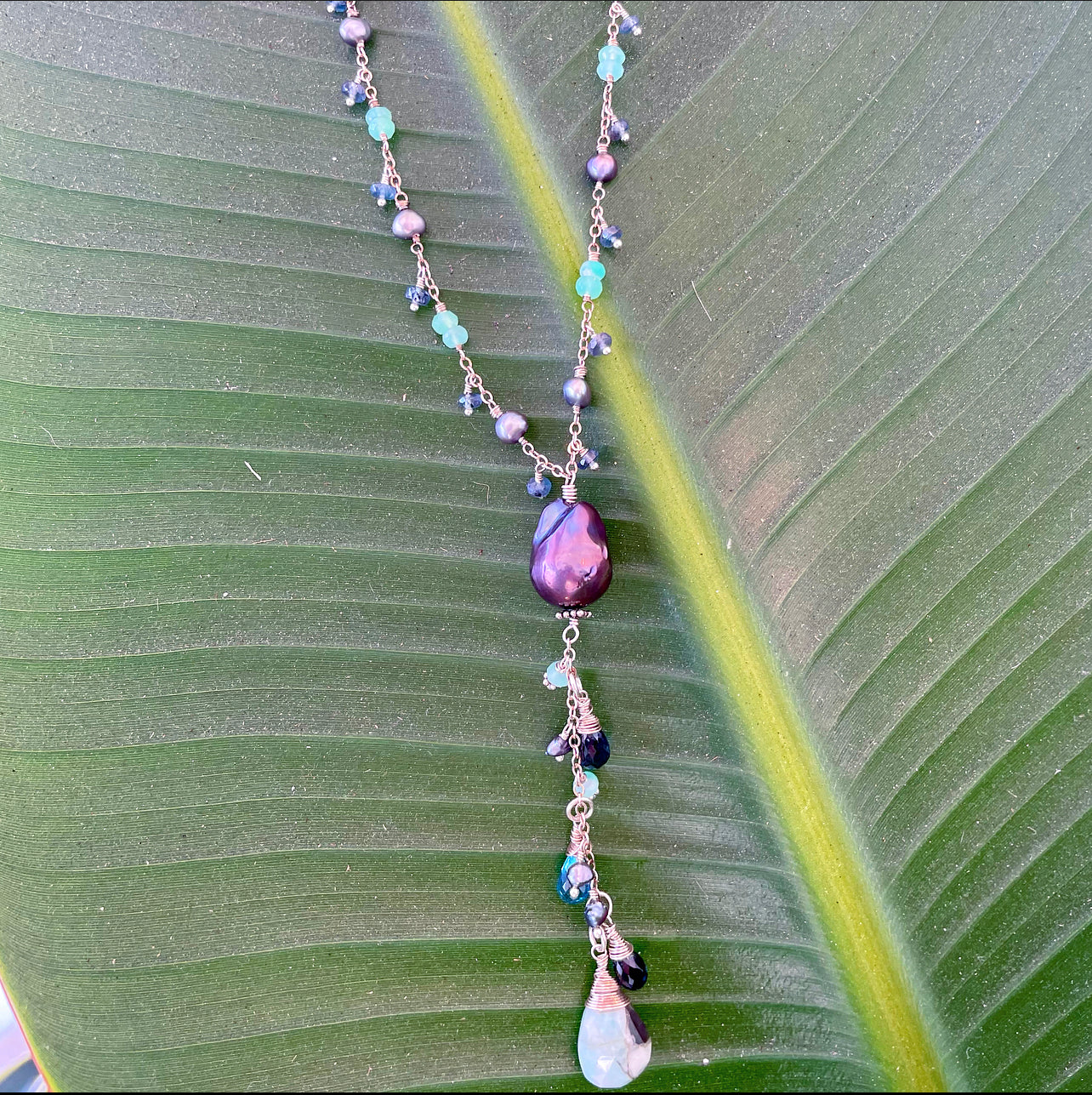 980 - One of a Kind Gemstone Drop Necklace