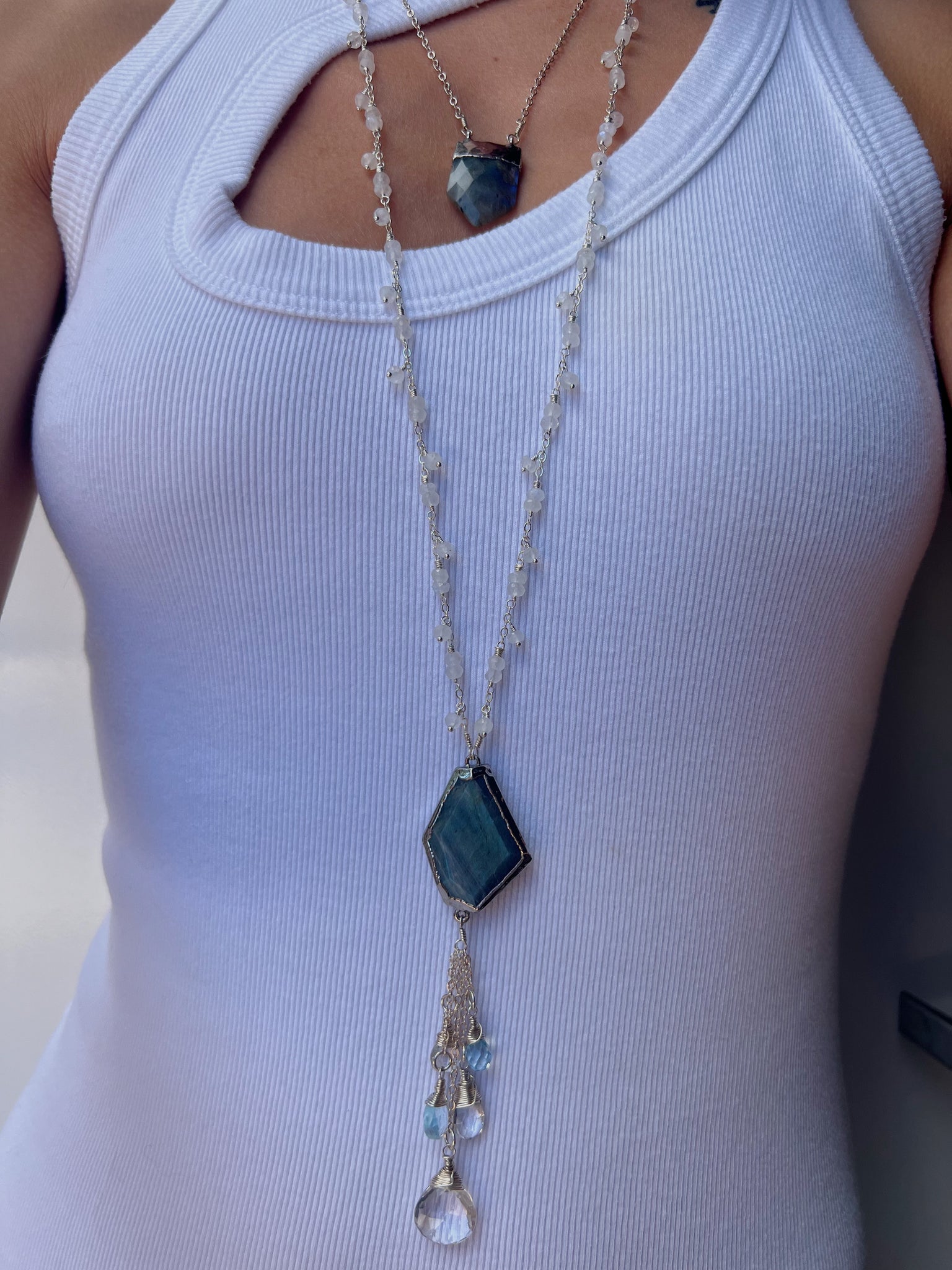 1474 - One of a Kind Gemstone Drop Necklace