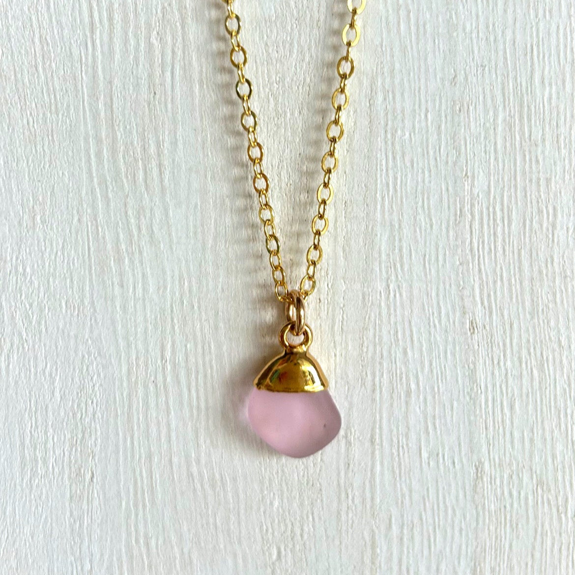 1821- Light Pink Seaglass Necklace