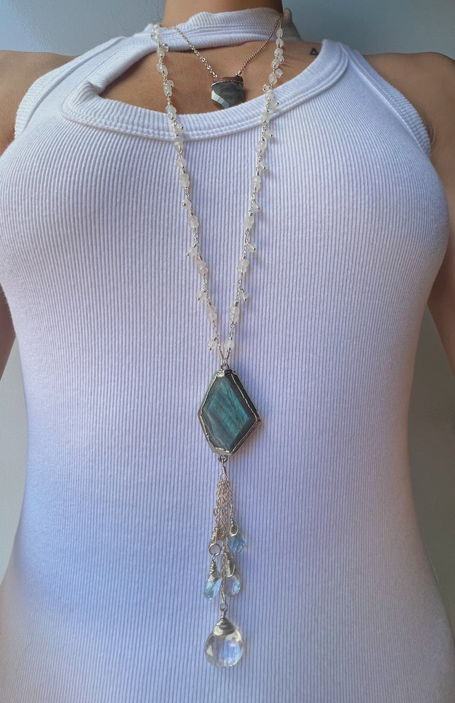 1474 - One of a Kind Gemstone Drop Necklace
