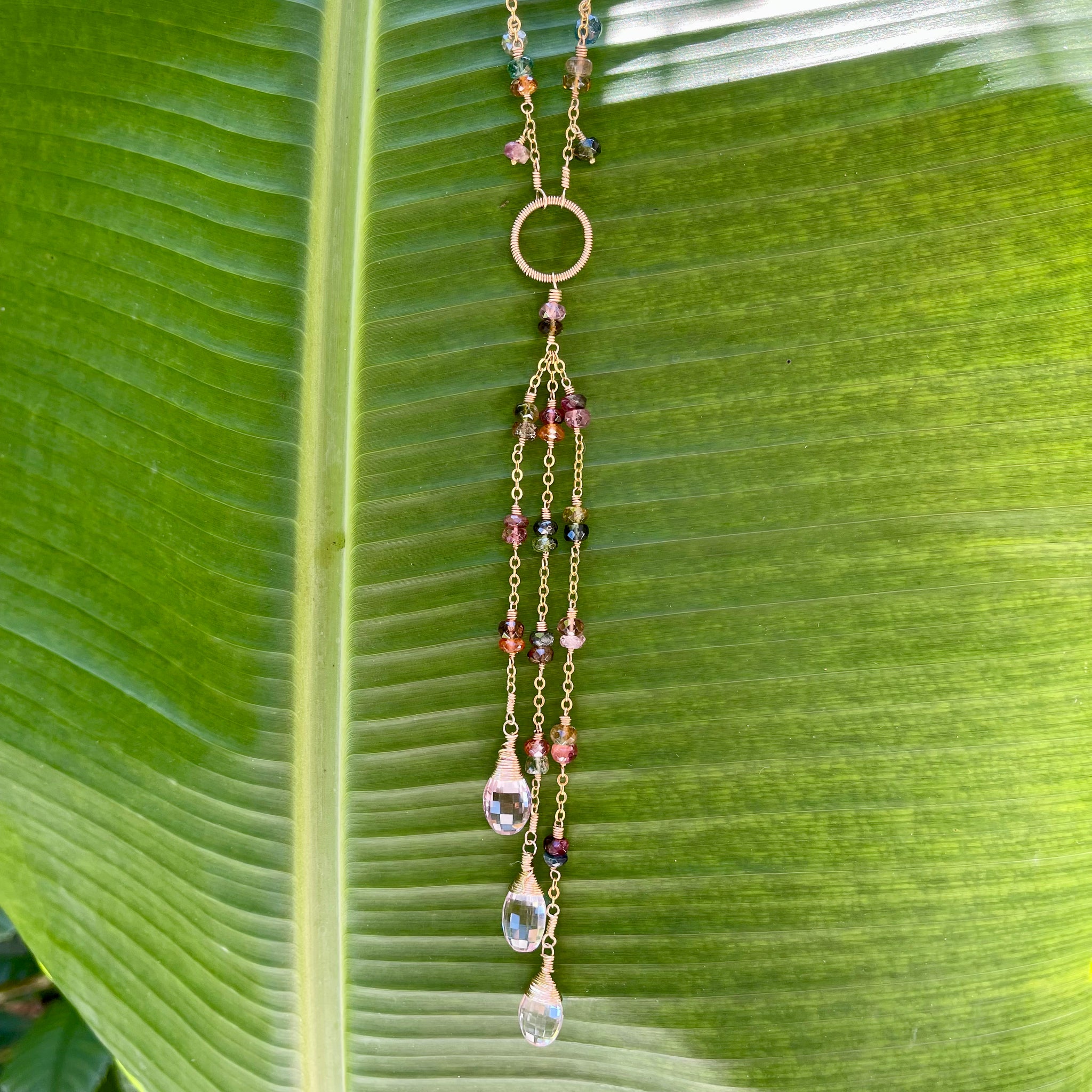 1708 - One of a Kind Gemstone Drop Necklace
