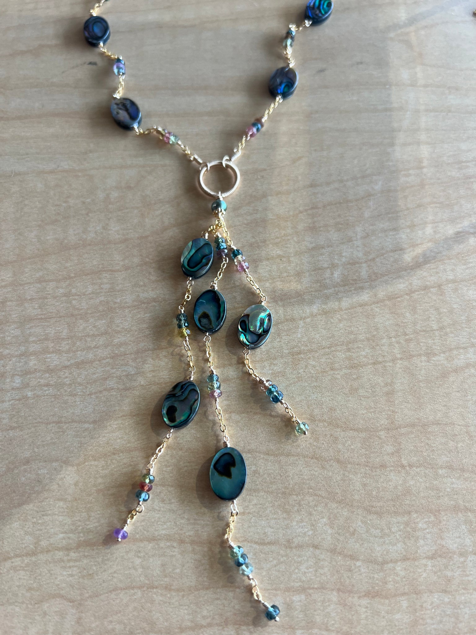 1698 - One of a Kind Gemstone Drop Necklace