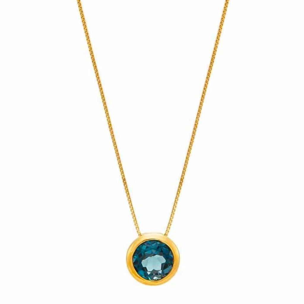 1758-14K Yellow Gold Blue Topaz Necklace