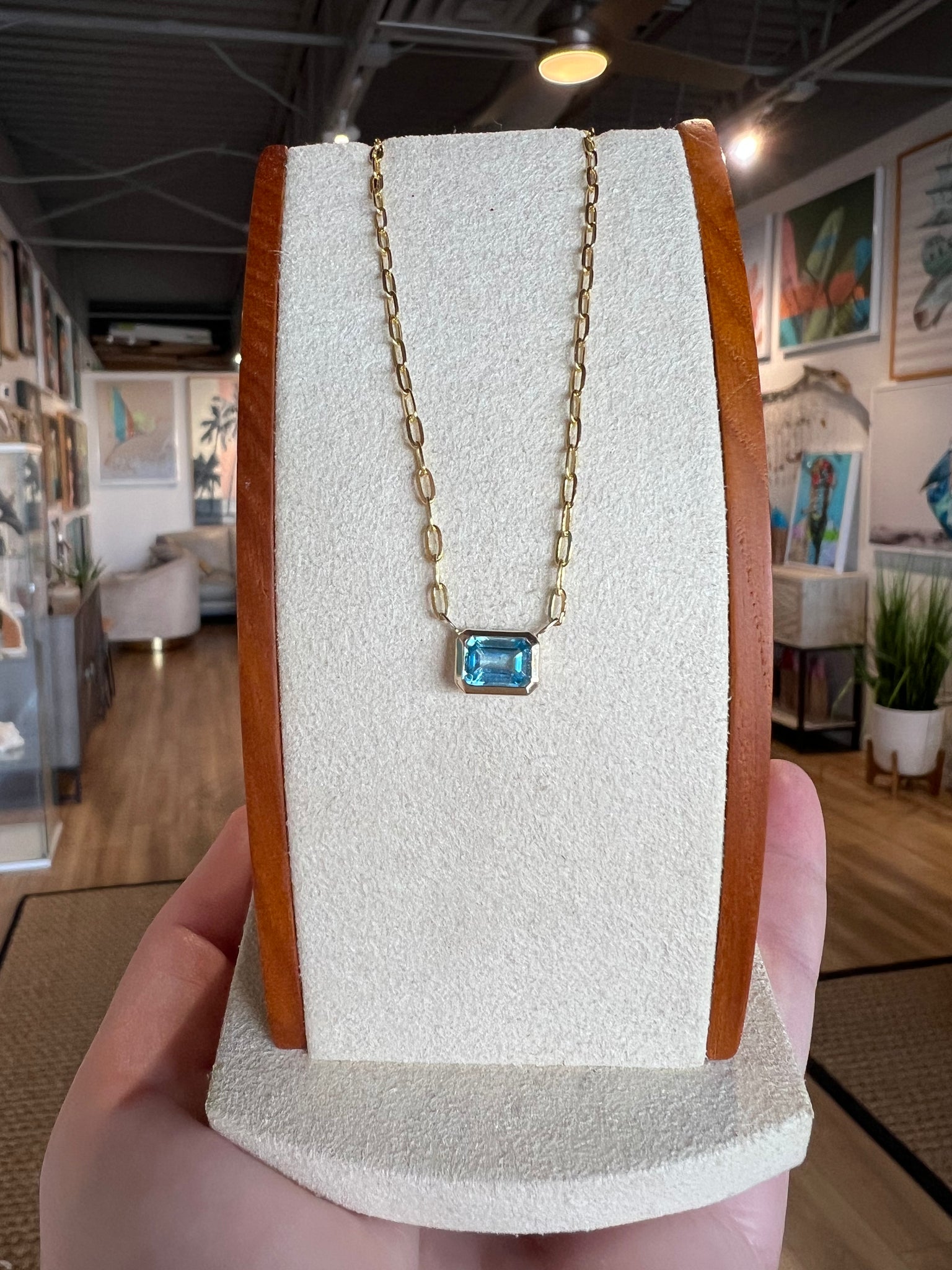 1807-Swiss Blue Topaz 14kt Necklace
