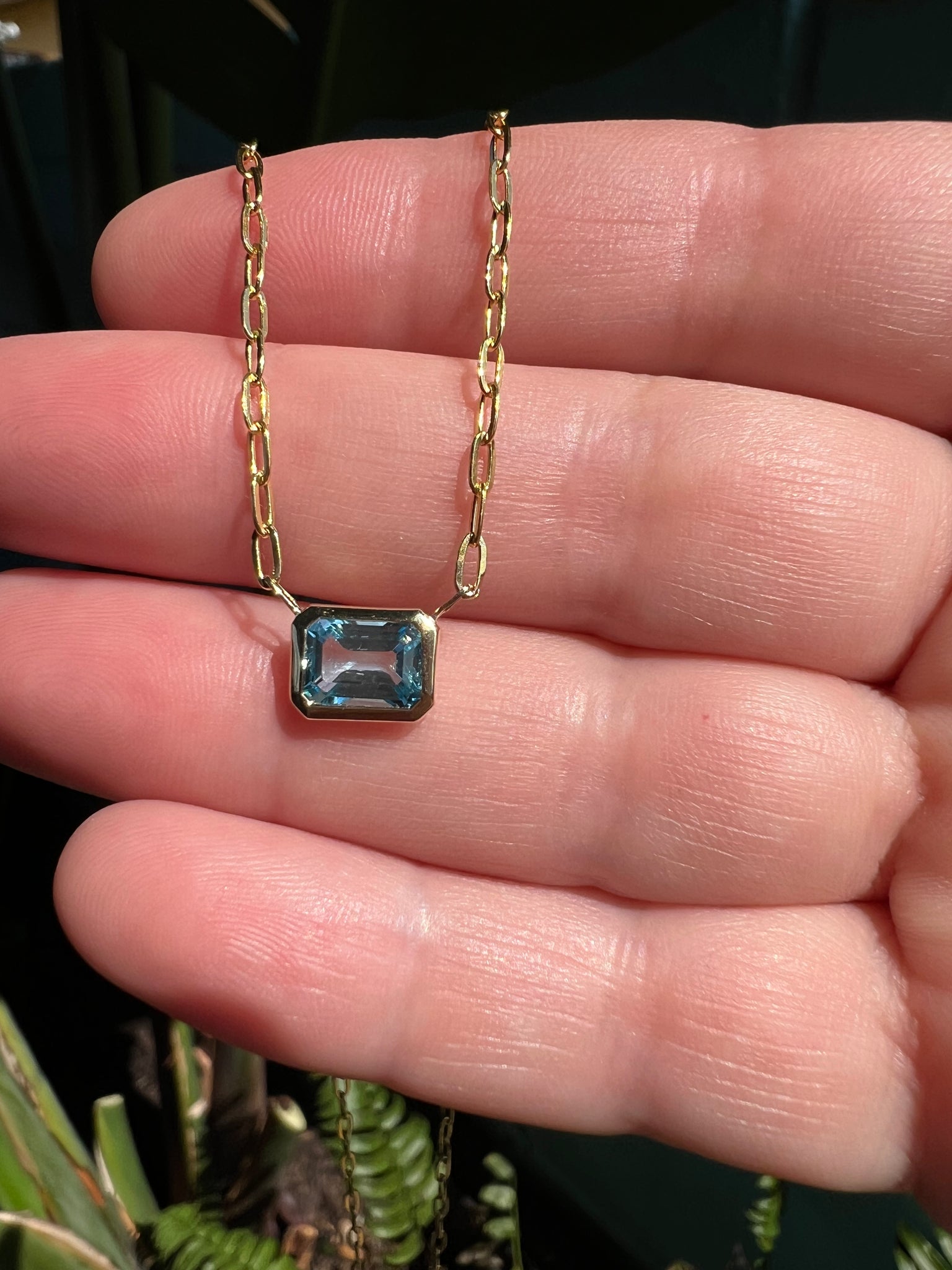 1807-Swiss Blue Topaz 14kt Necklace