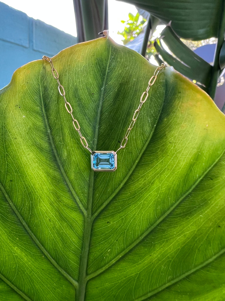 1807-Swiss Blue Topaz 14kt Necklace