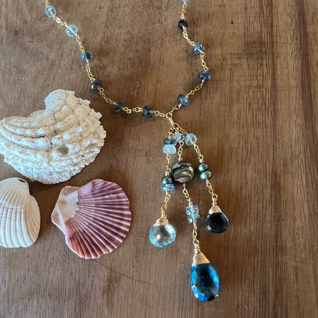 1834 - Blue Topaz Drop Necklace