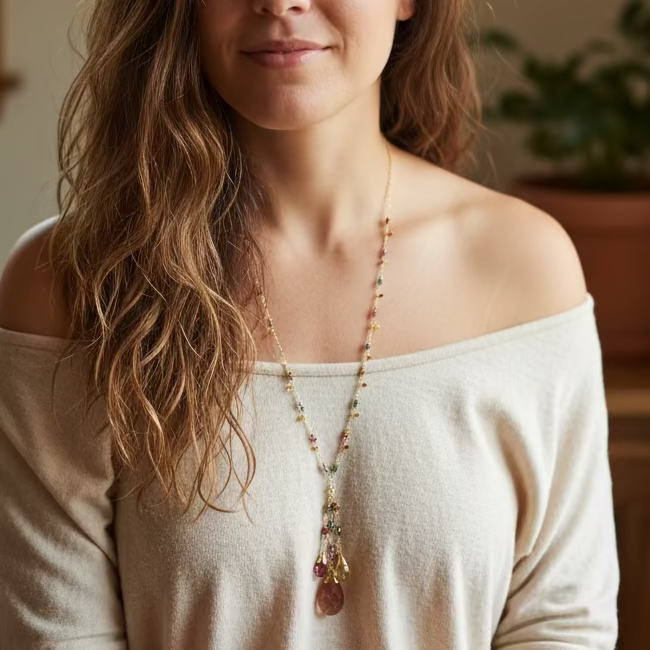 1855- One of a Kind Gemstone Necklace