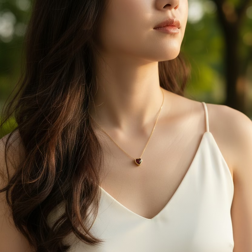 1858-Ruby Heart Necklace