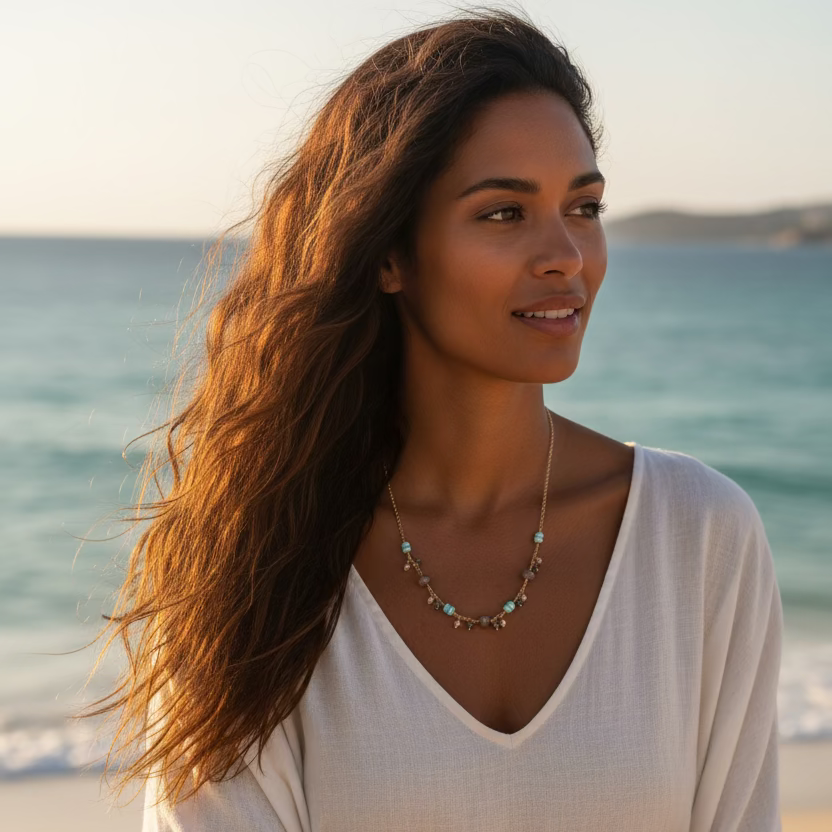 1870- Indian Moonstone & Turquoise Layering Necklace
