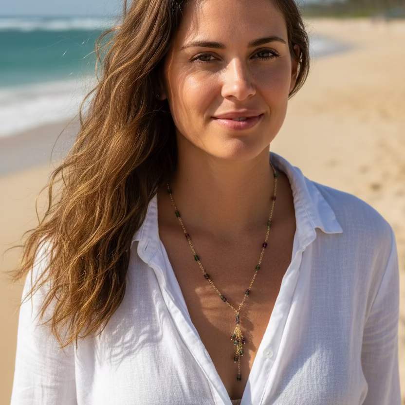 1878- Watermelon Tourmaline "Y" Necklace