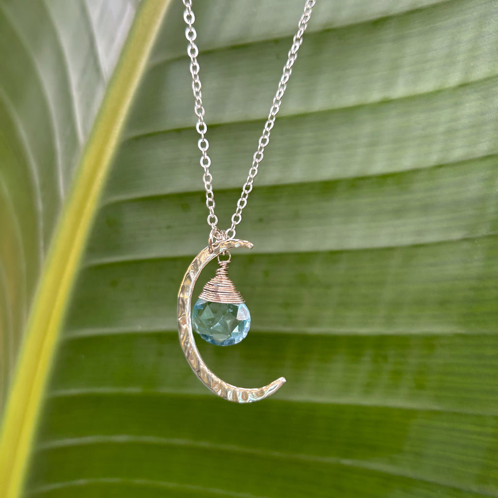 1828- Sky Blue Topaz Silver Crescent