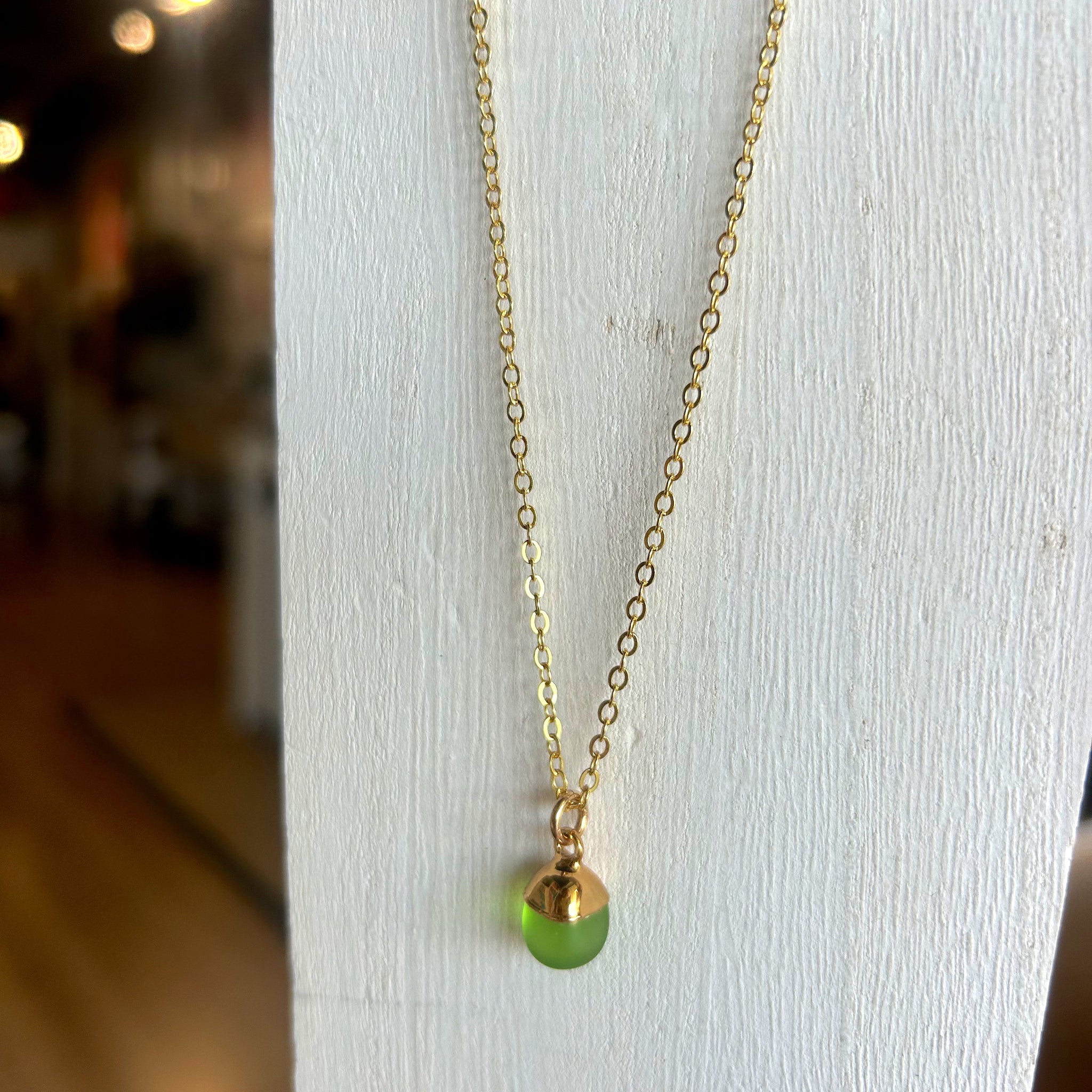 1823- Dark Green Seaglass Necklace