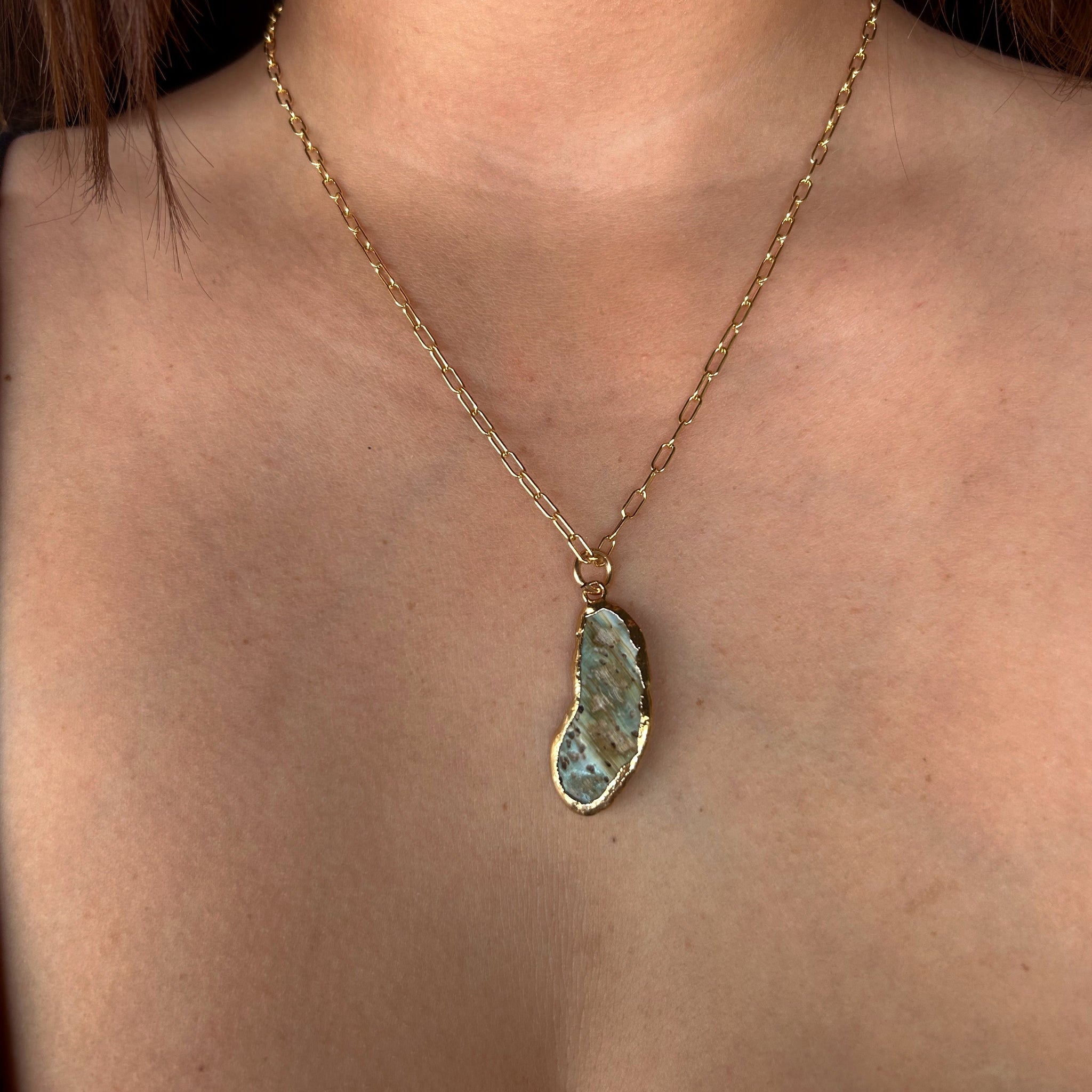 1814- Unique Shaped Abalone Necklace