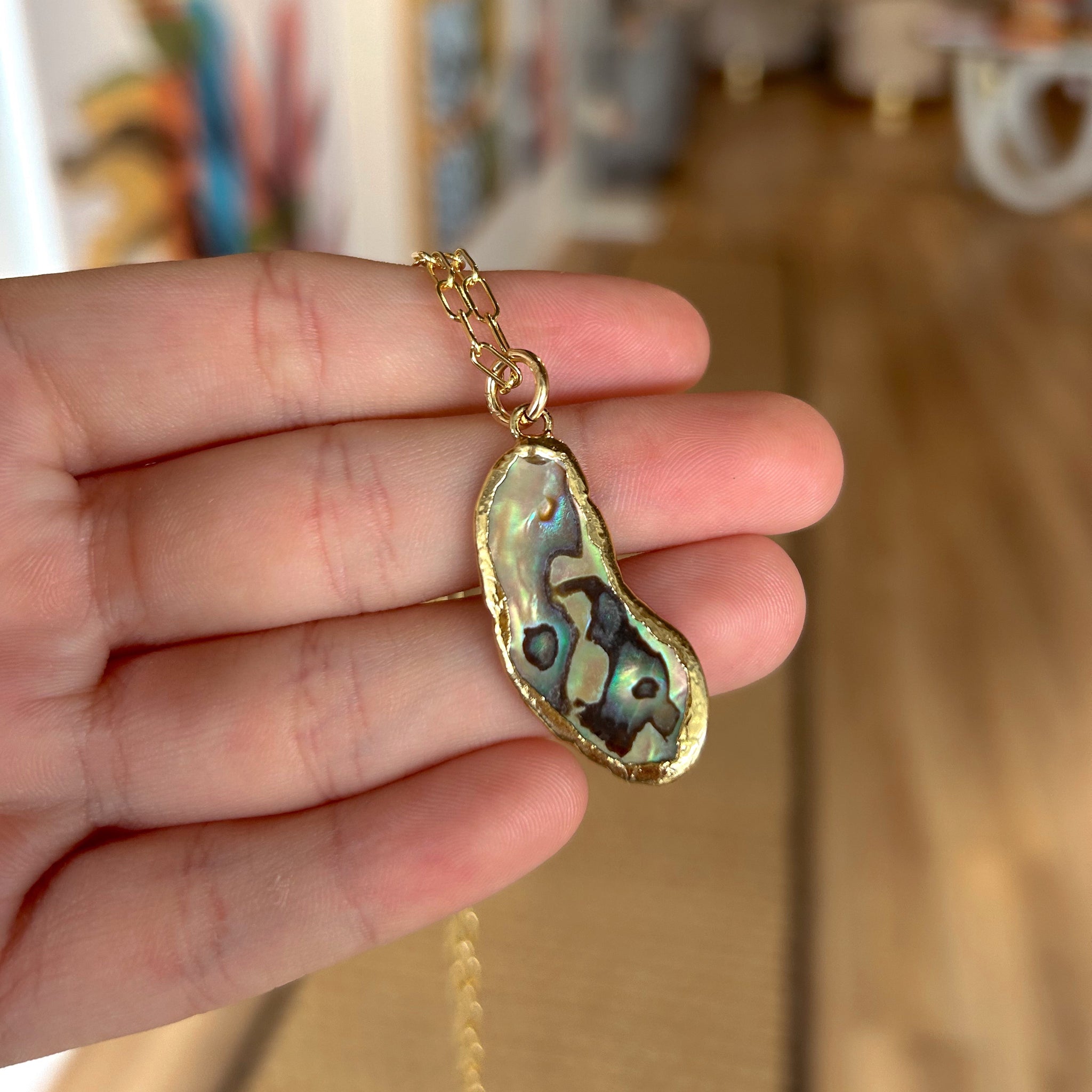 1814- Unique Shaped Abalone Necklace