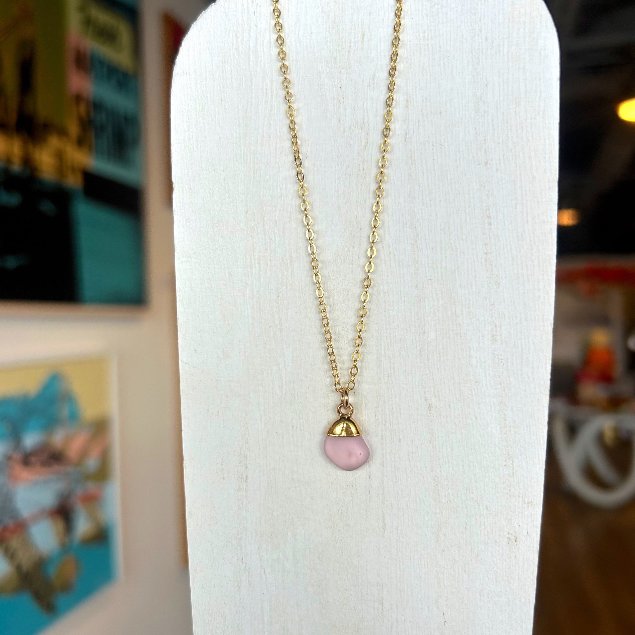 1821- Light Pink Seaglass Necklace