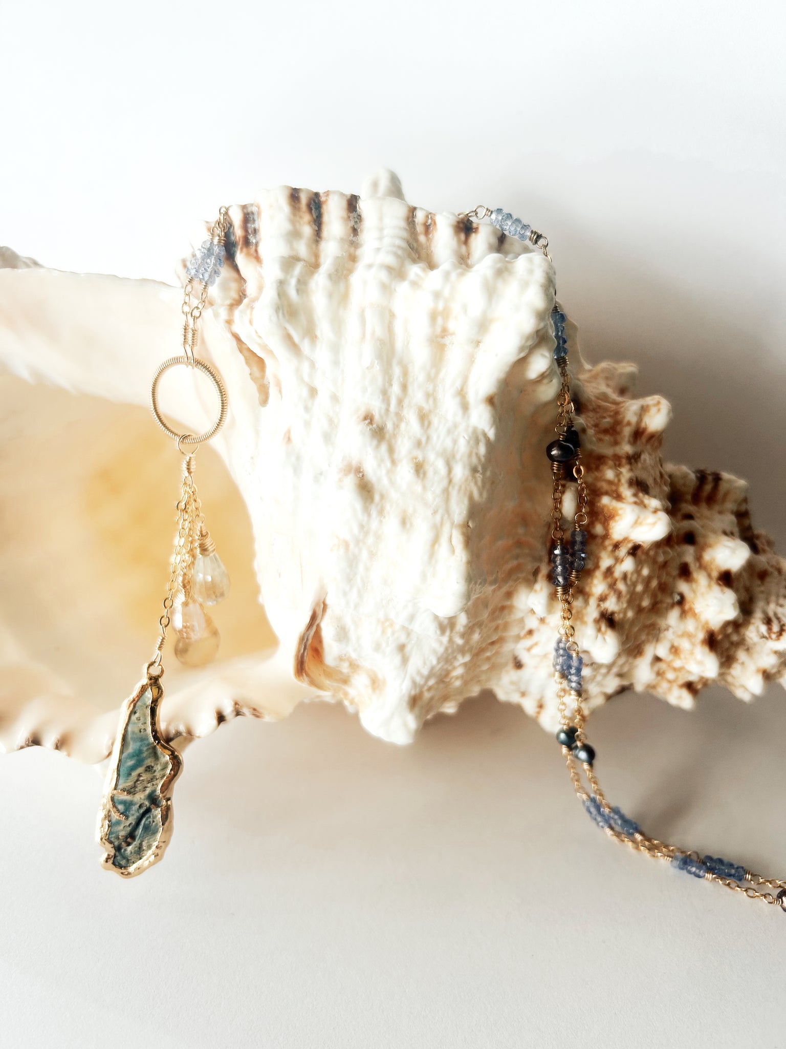 1777- One of a Kind Gemstone Drop Necklace