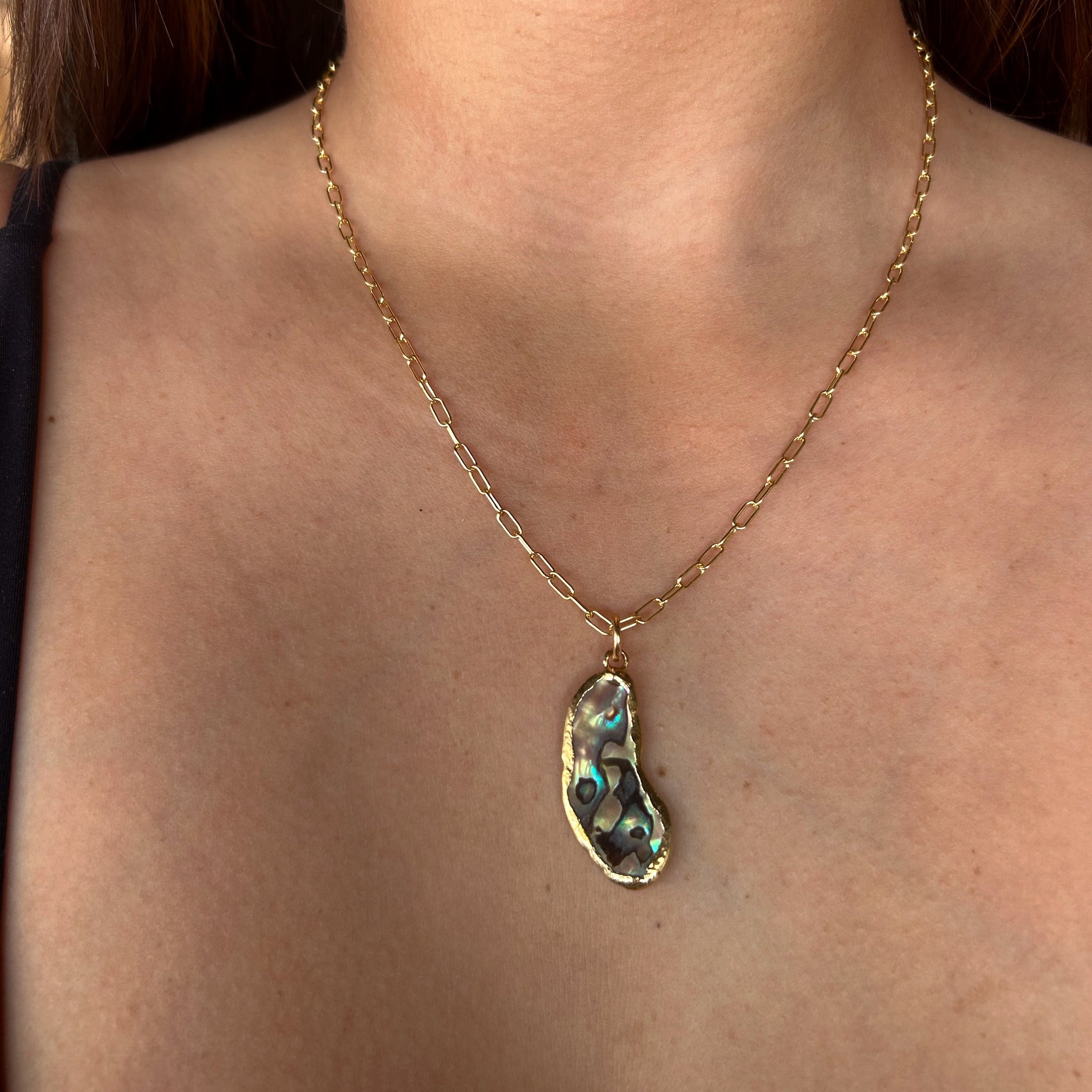 1814- Unique Shaped Abalone Necklace
