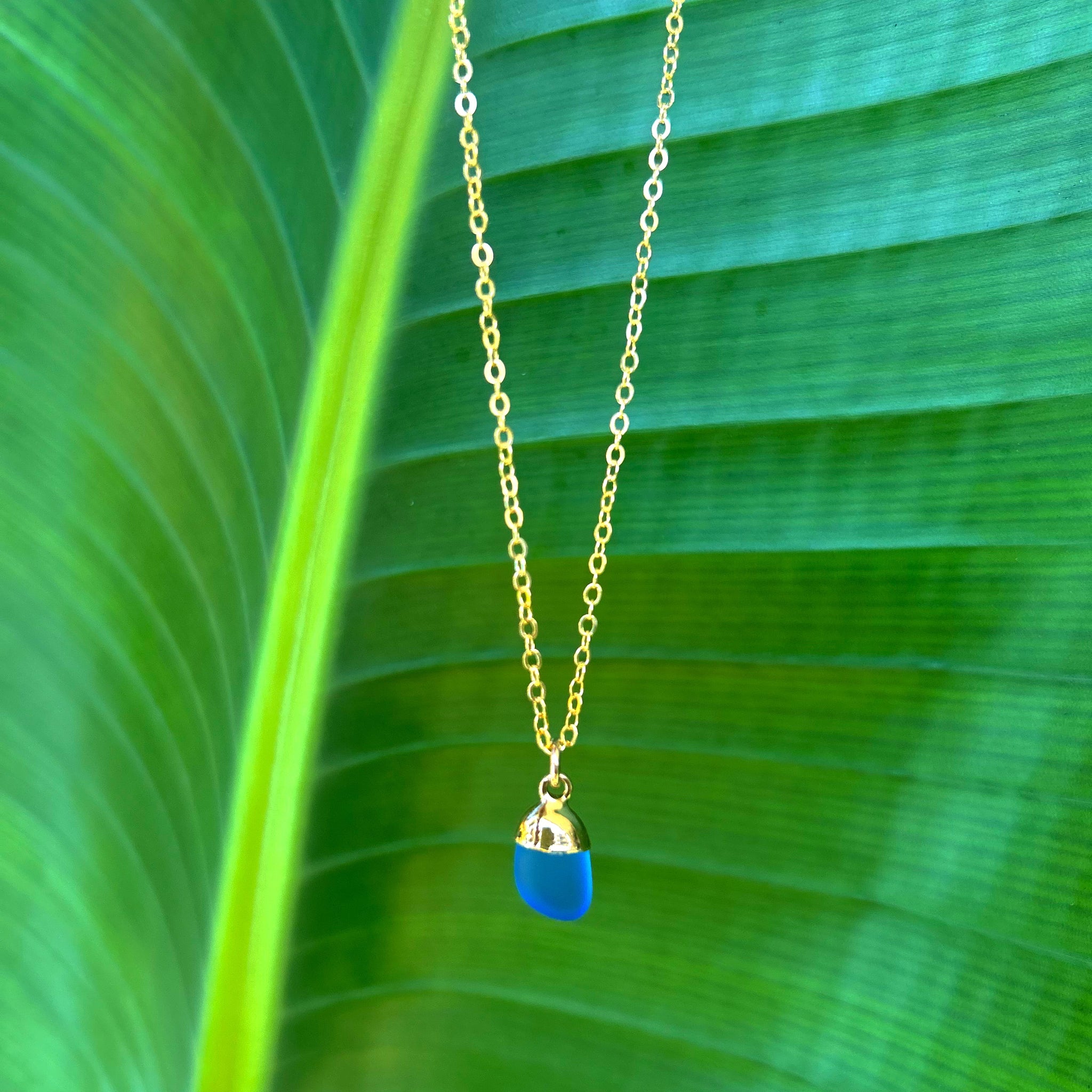 1822- Blue Seaglass Necklace