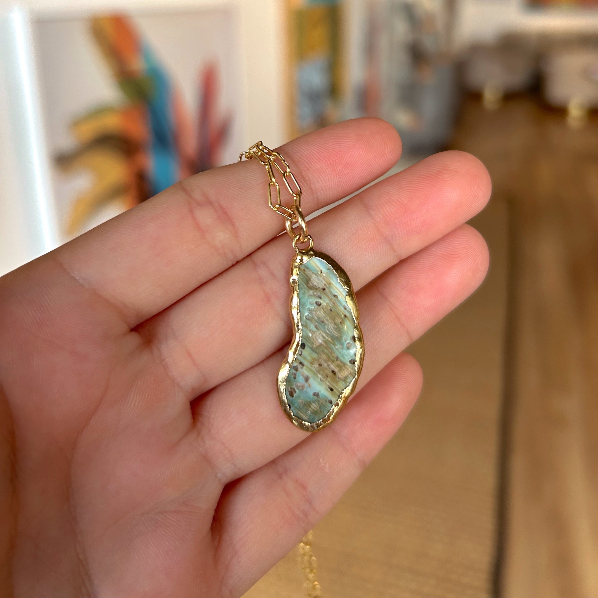 1814- Unique Shaped Abalone Necklace