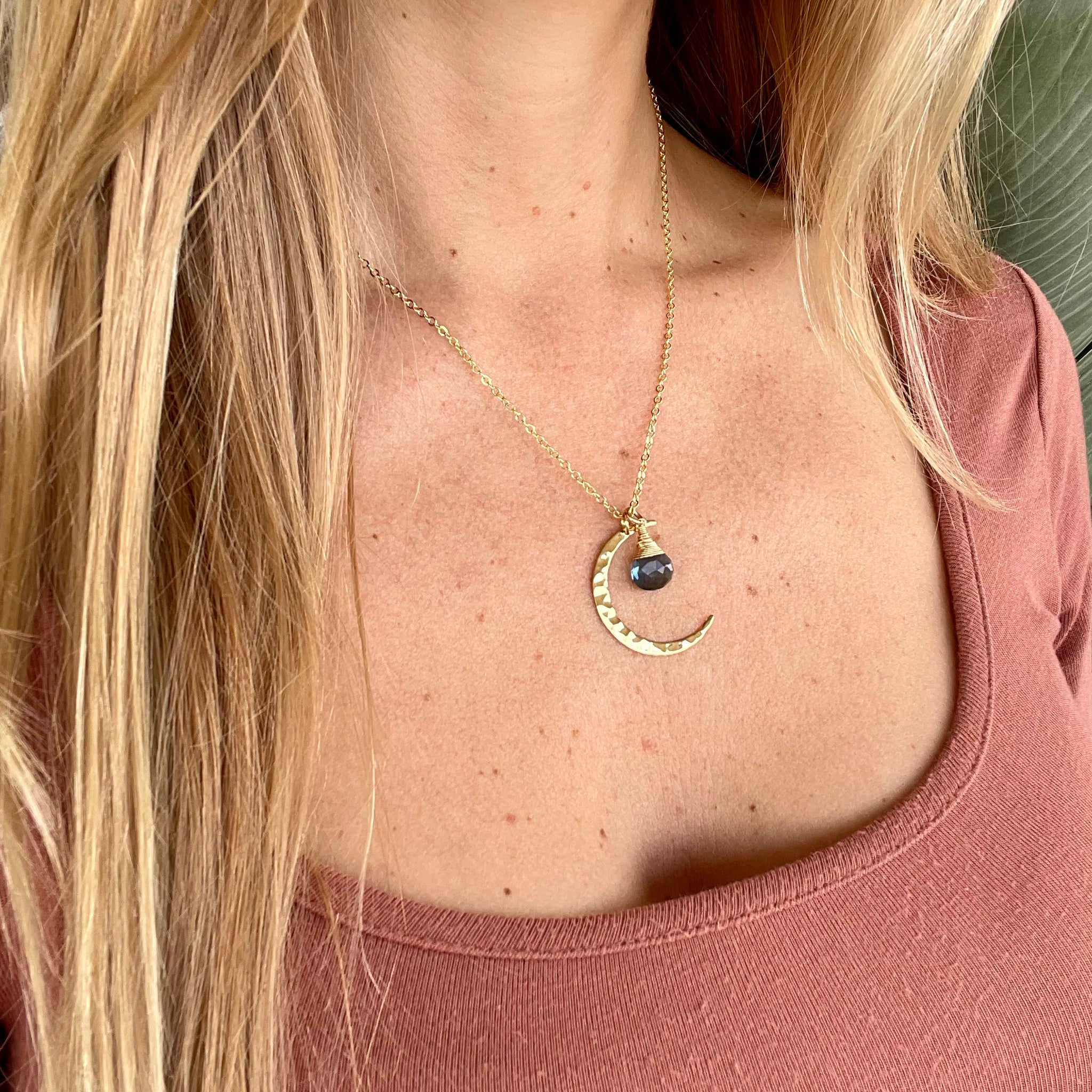 1826- London Blue Topaz Gold Crescent