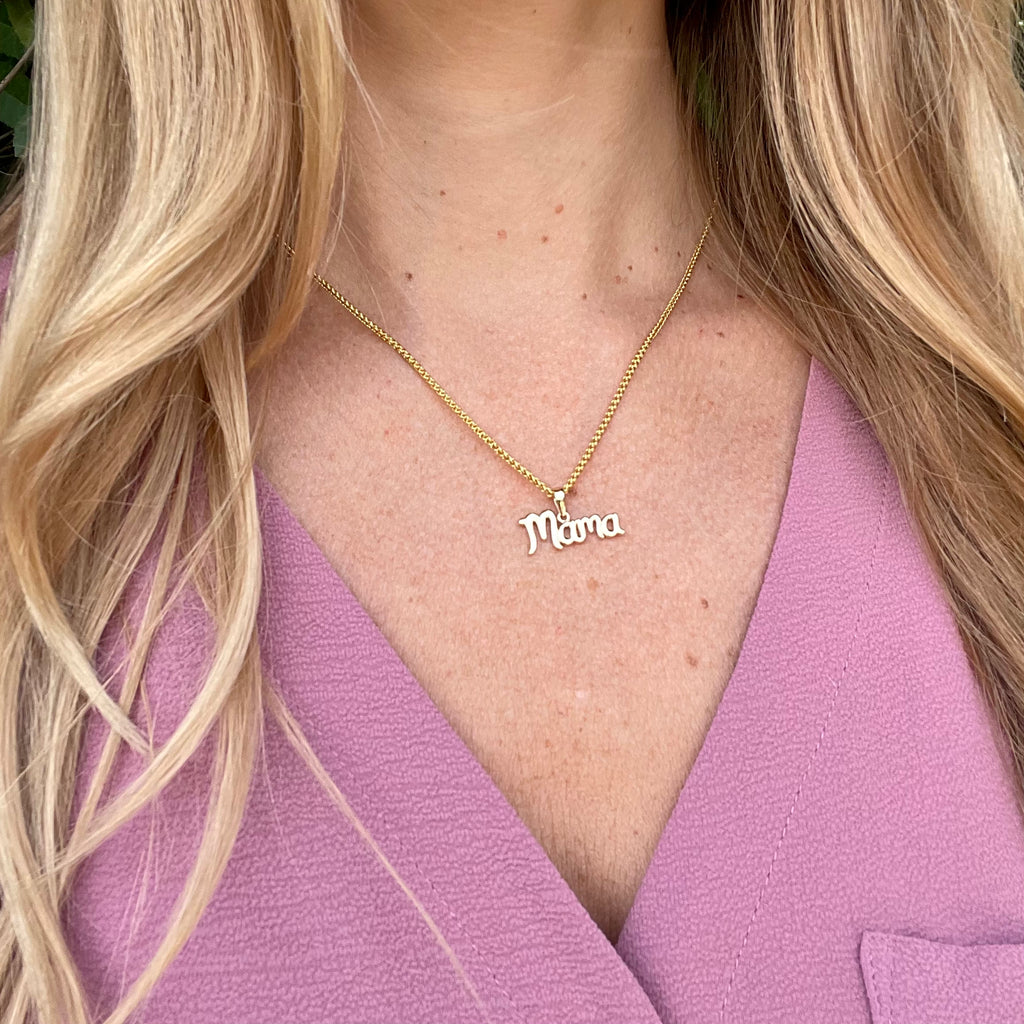 1496 - Solid Gold "Mama" Necklace