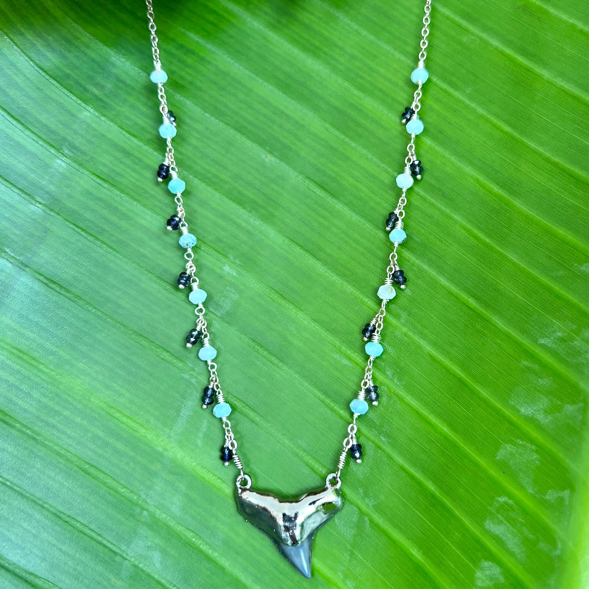 1557 - Shark Tooth and Gemstone Layering Necklace