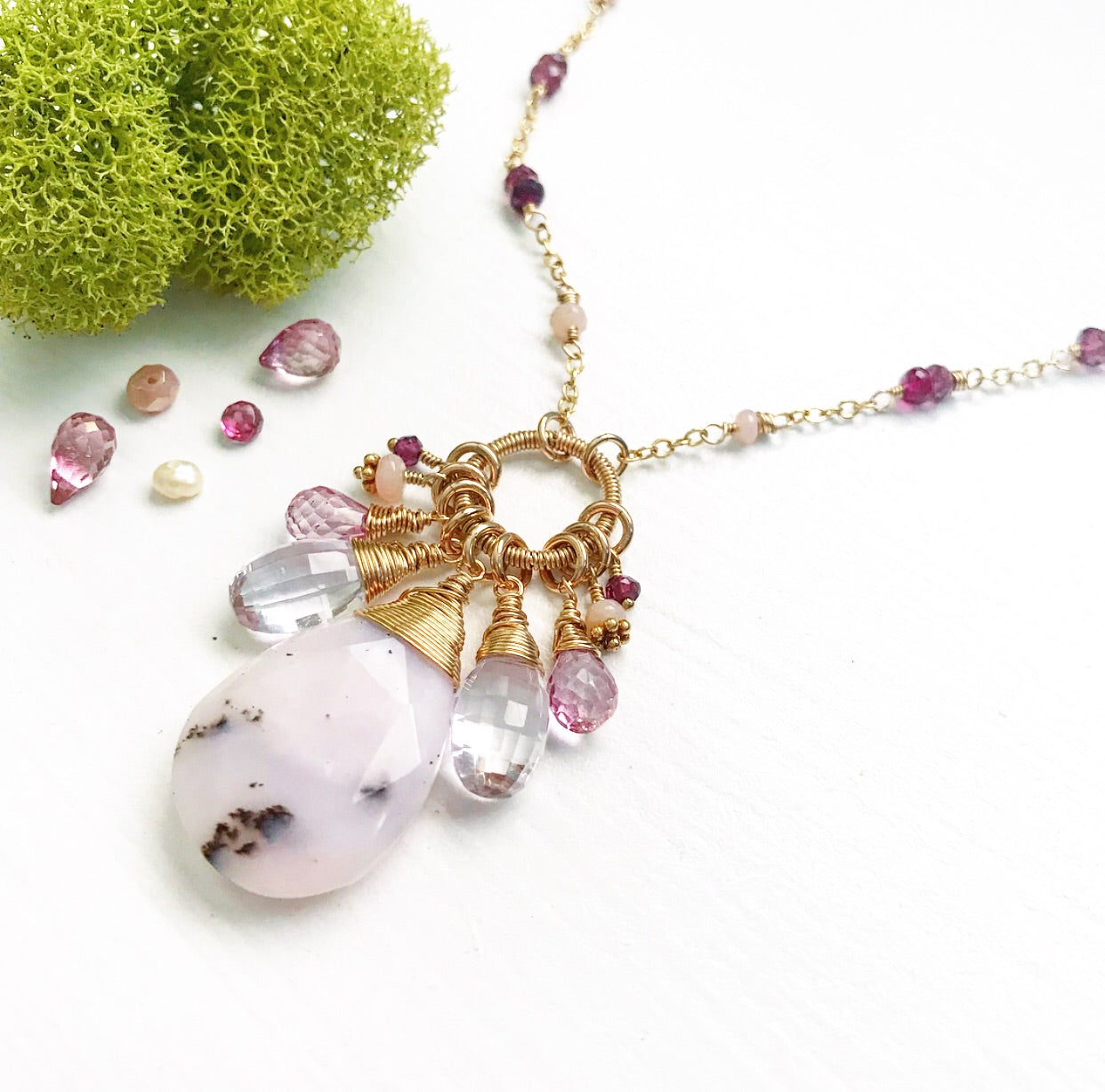 620-One of a Kind Gemstone Drop Necklace
