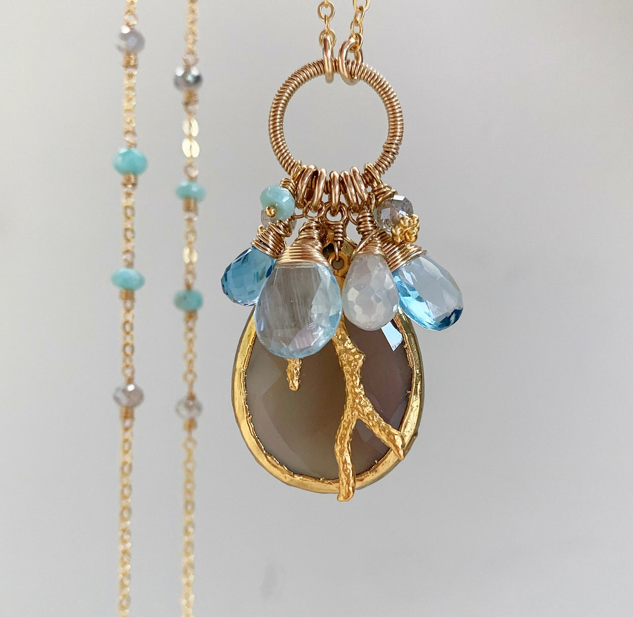 783-One of a Kind Gemstone Drop Necklace