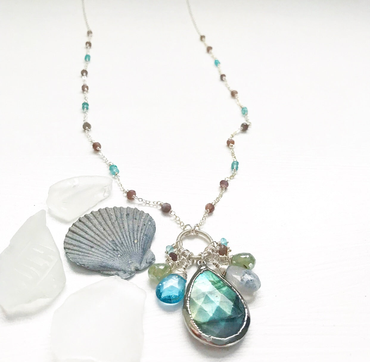 636-One of a Kind Gemstone Drop Necklace