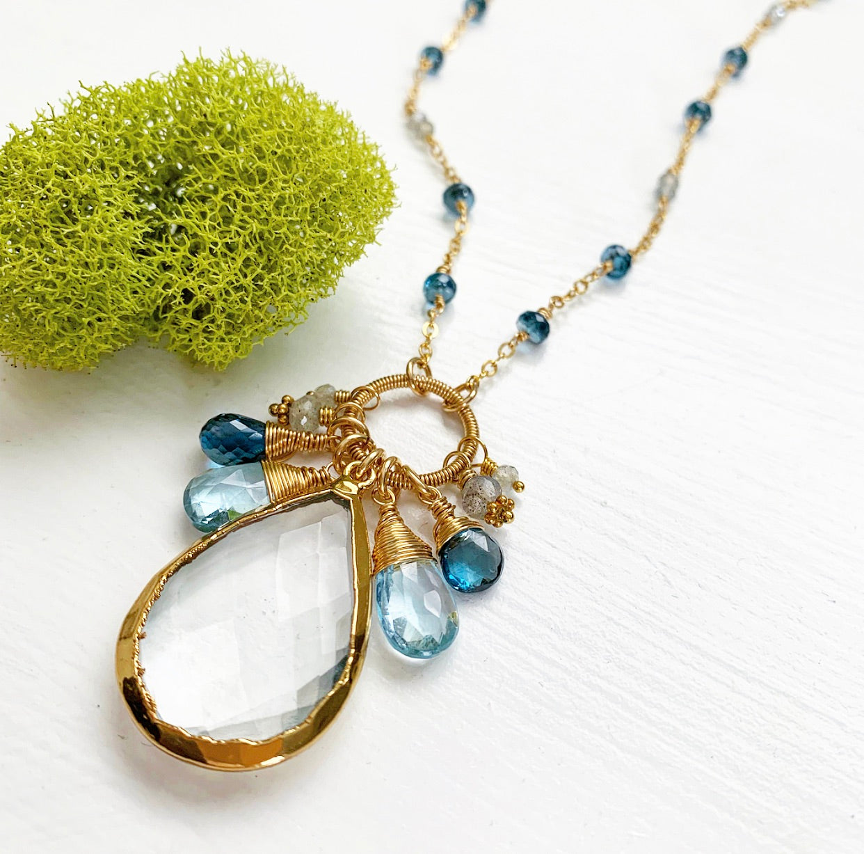 709-One of a Kind Gemstone Drop Necklace