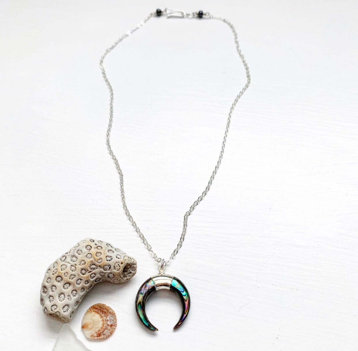 1761-Petite Abalone Crescent Necklace