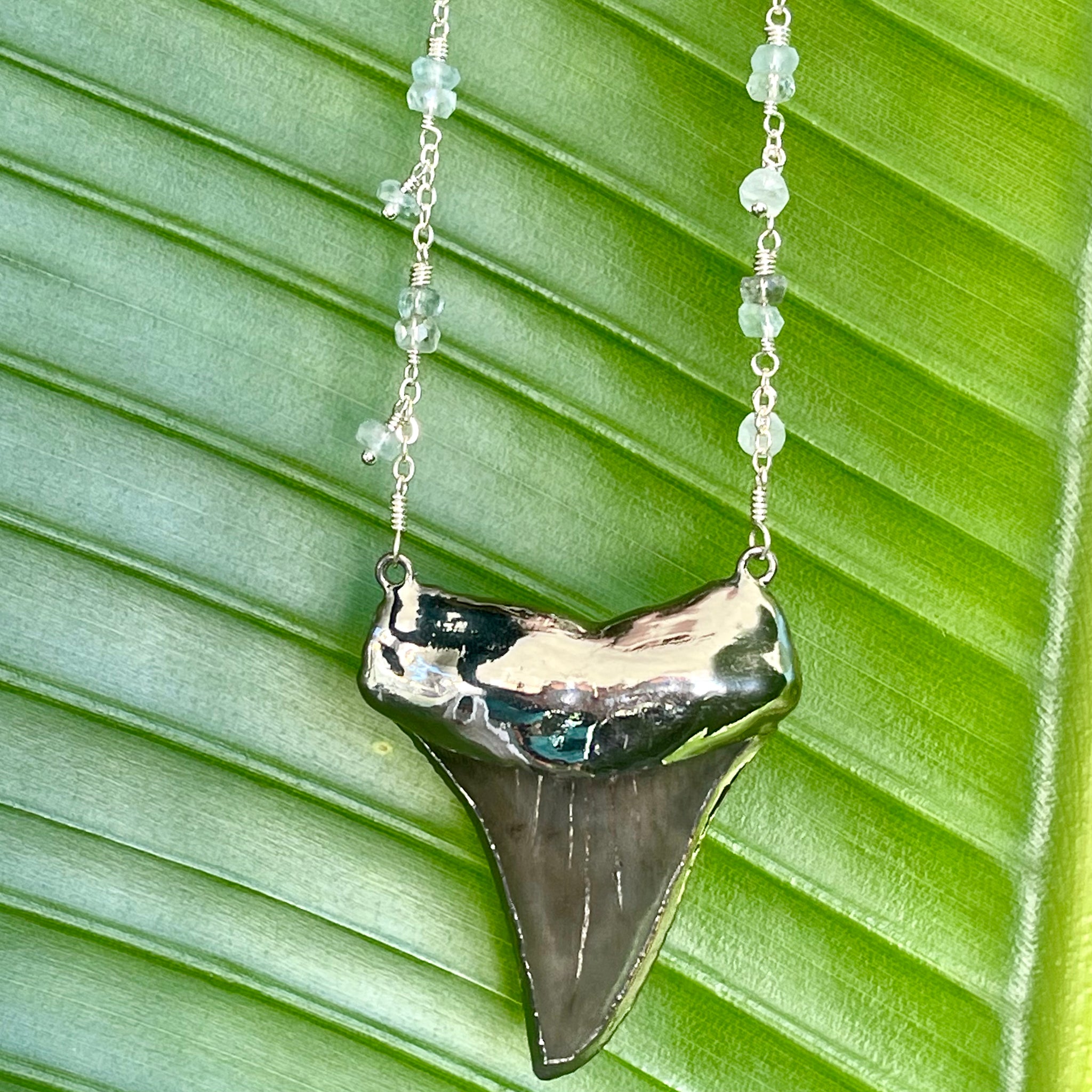 1403 - One of a Kind Gemstone and Shark Tooth Necklace