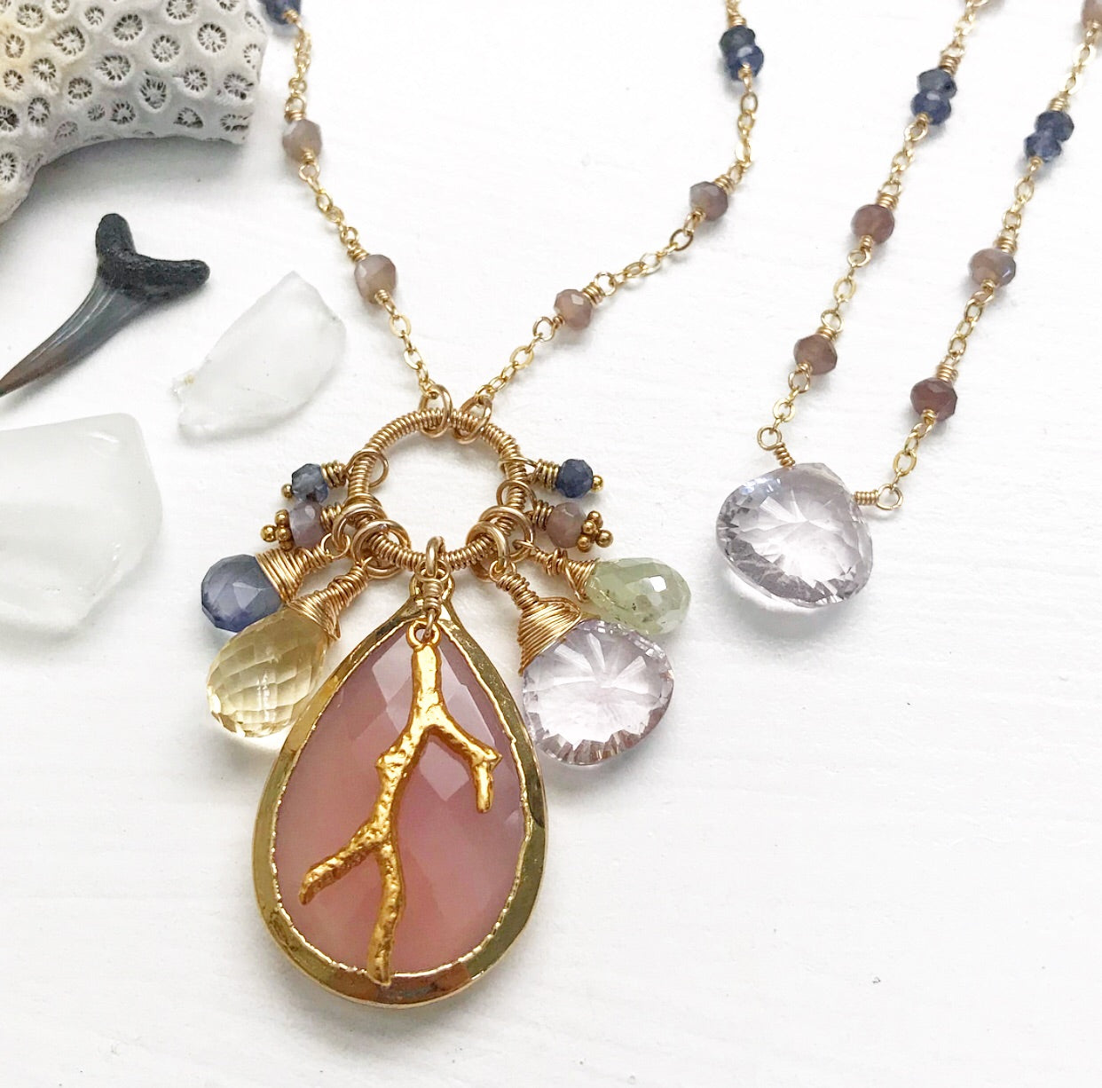 647-One of a Kind Gemstone Drop Necklace