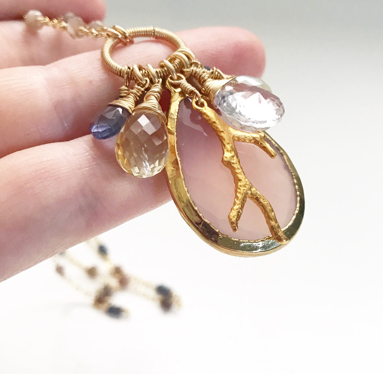 647-One of a Kind Gemstone Drop Necklace