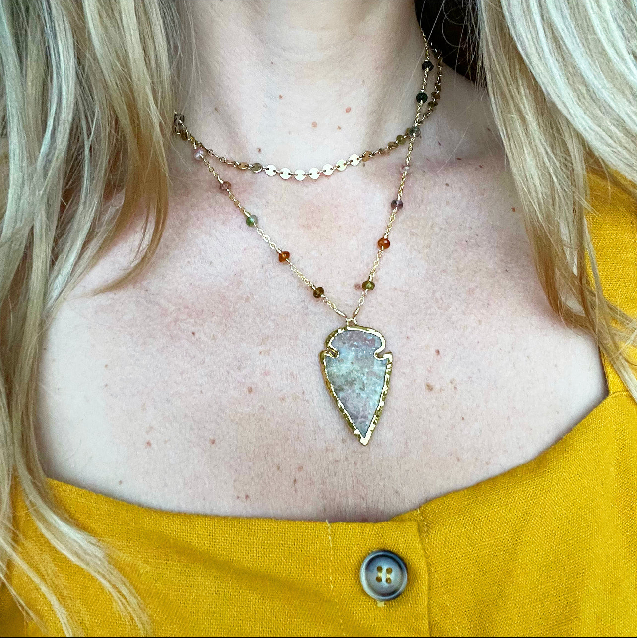 1240 - Arrowhead Gemstone Necklace