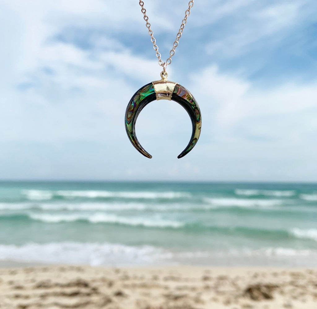 1761-Petite Abalone Crescent Necklace