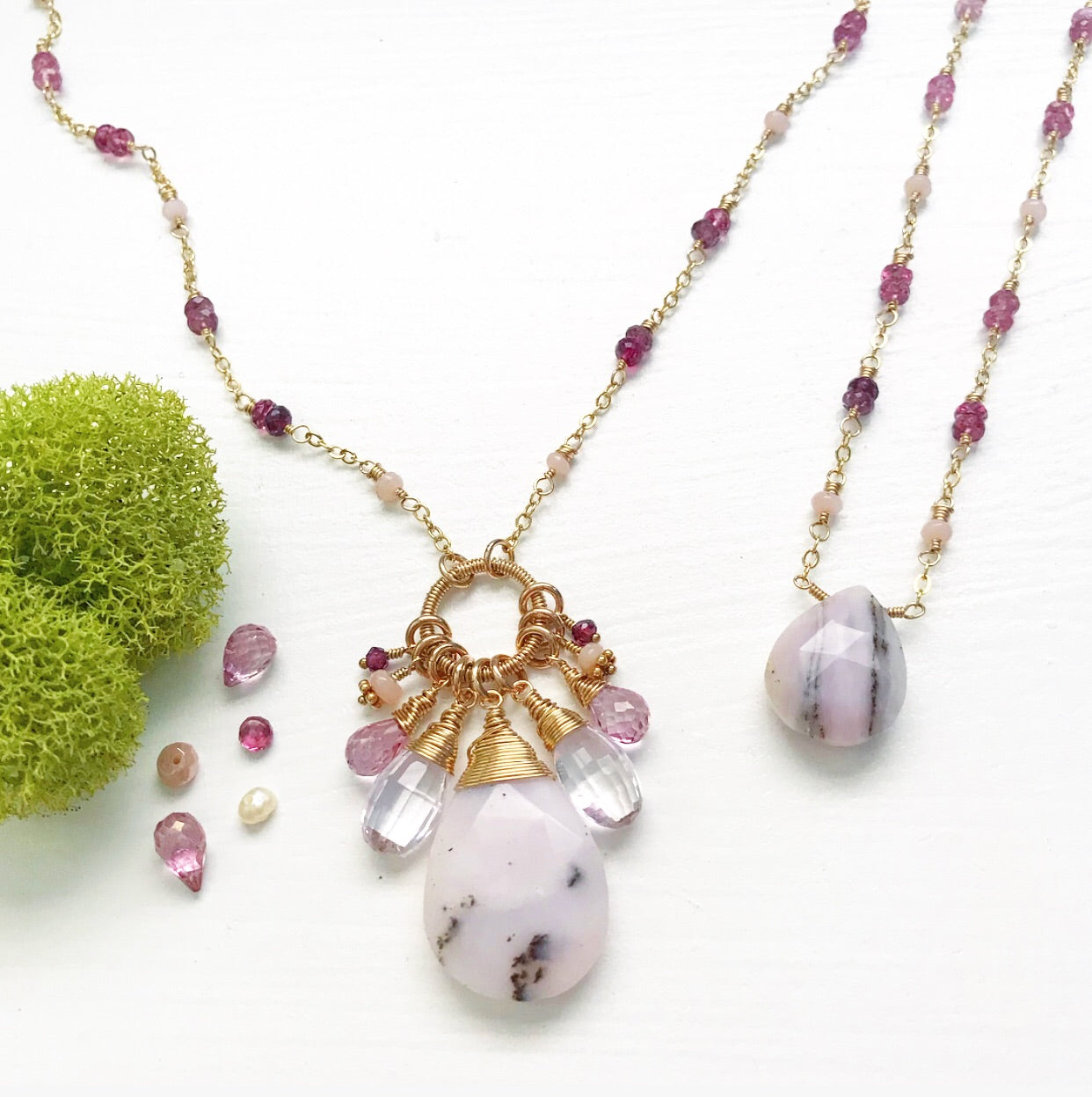620-One of a Kind Gemstone Drop Necklace