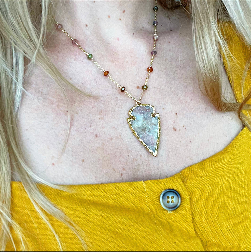 1240 - Arrowhead Gemstone Necklace