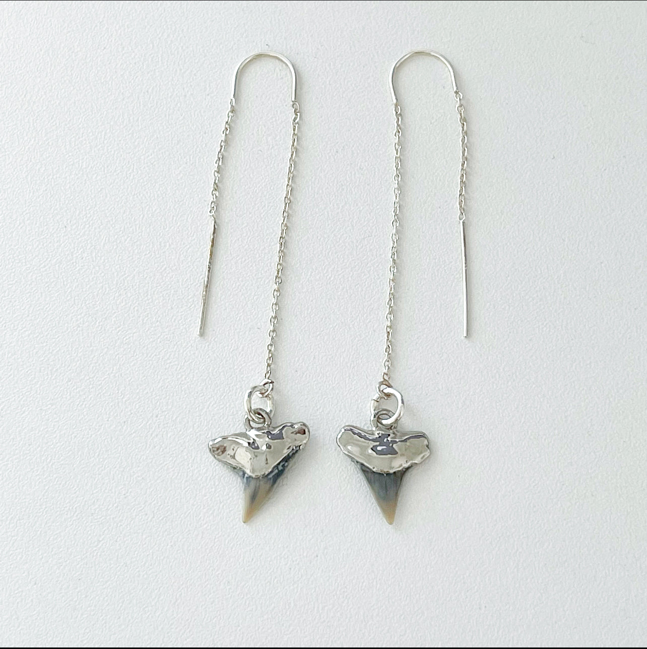 1297 - Shark Tooth Threader Earrings