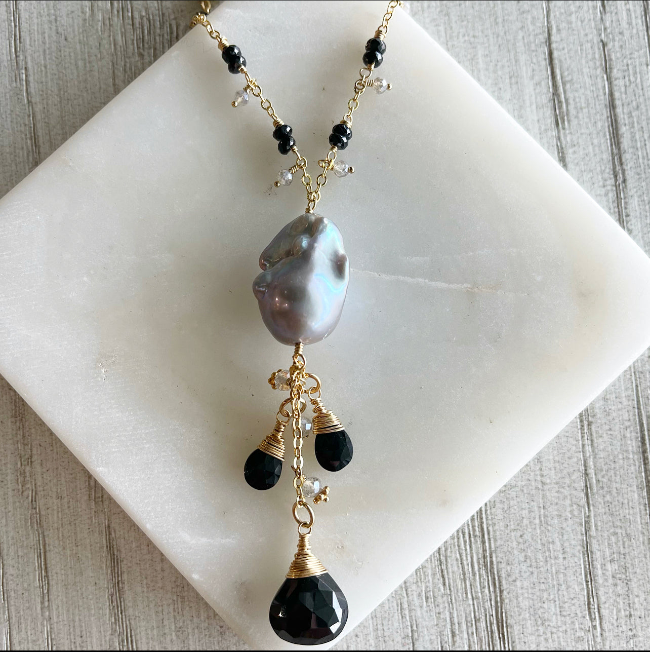 1427 - One of a Kind Gemstone Drop Necklace