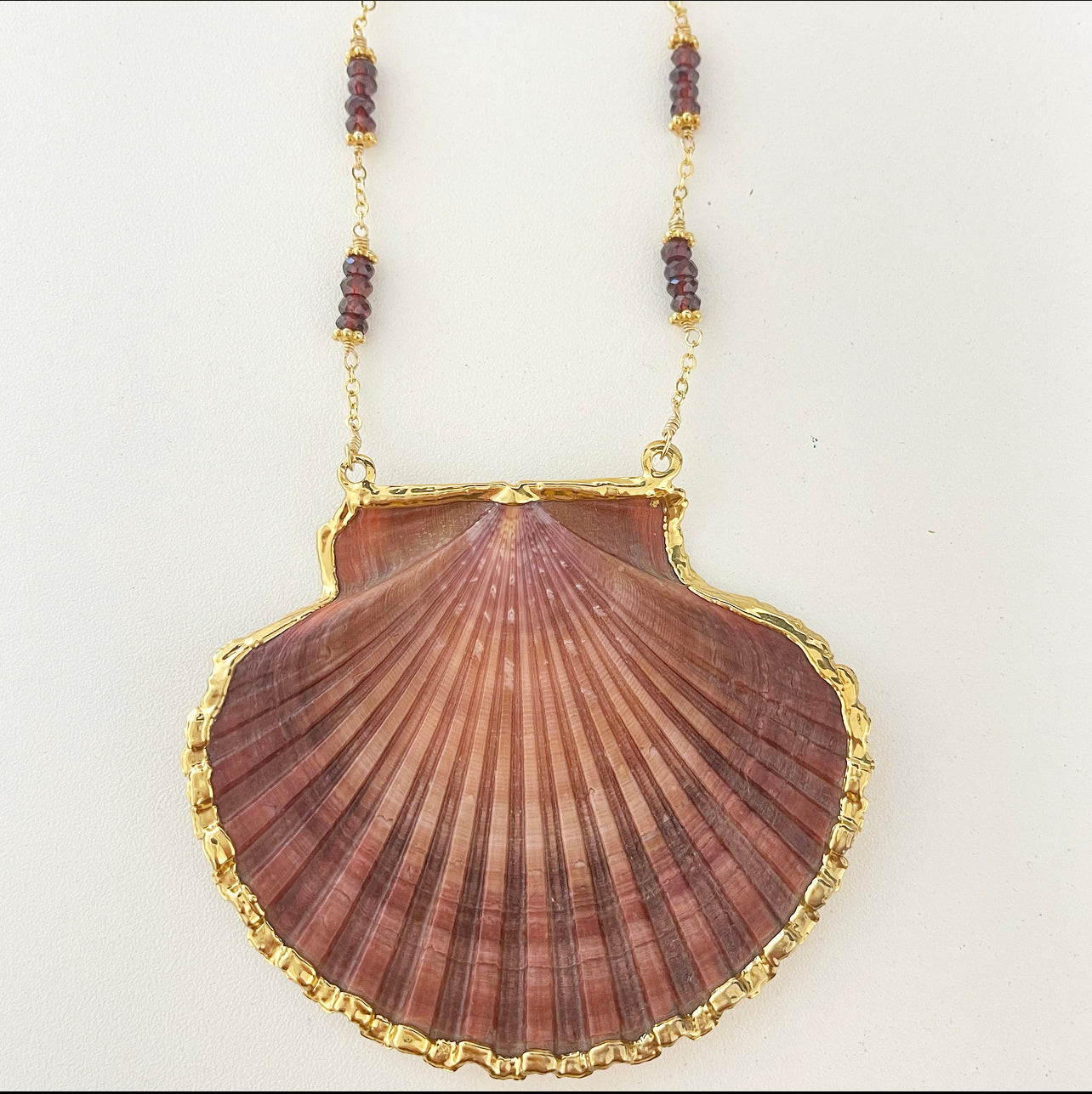 1390 - One of a Kind Shell and Gemstone Necklace