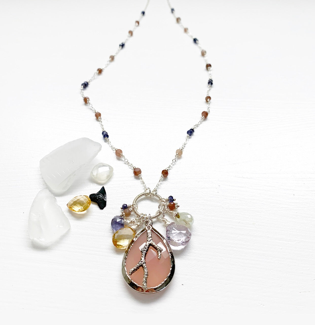 660-One of a Kind Gemstone Drop Necklace