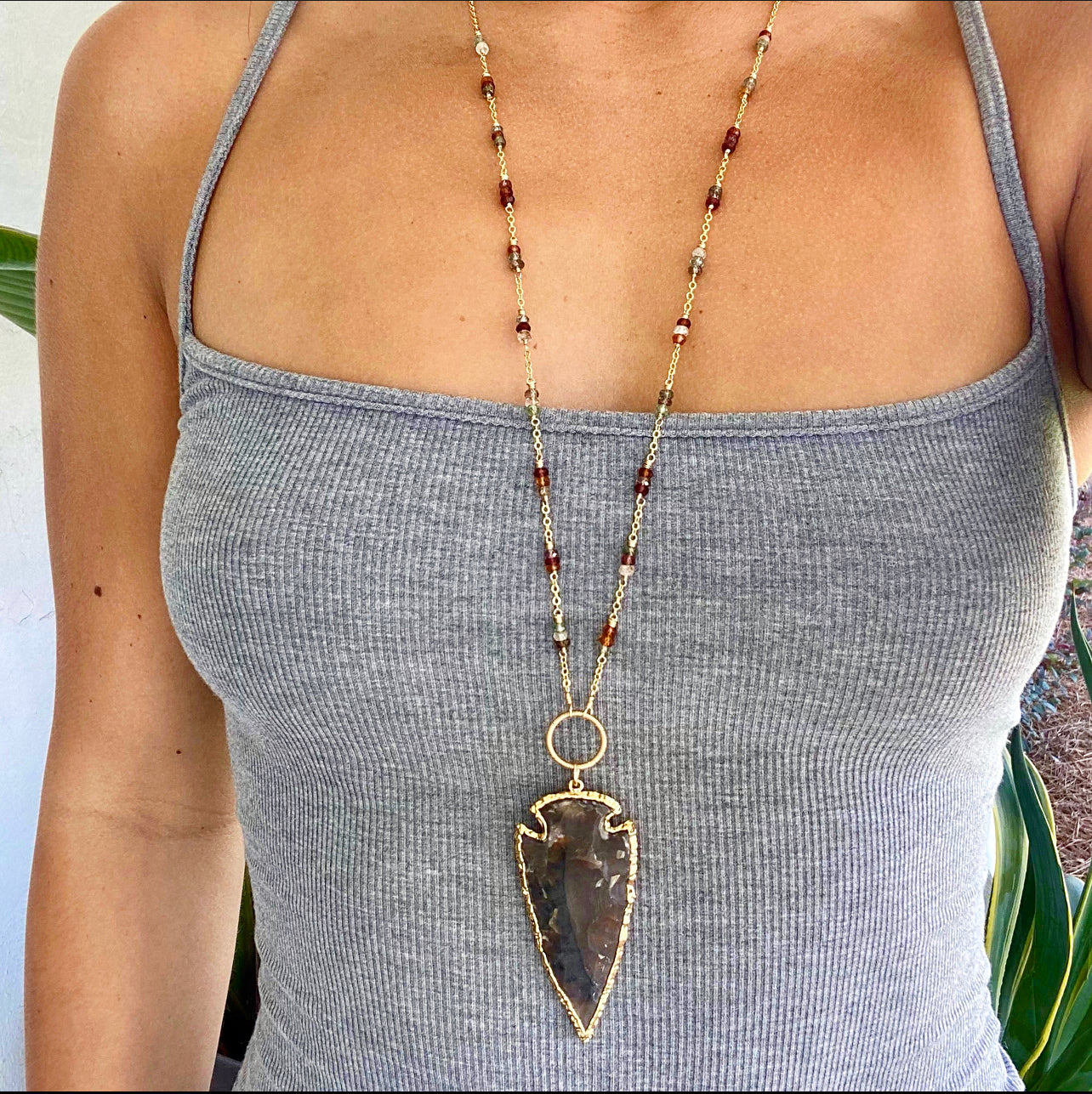 1328 - Arrowhead Gemstone Necklace