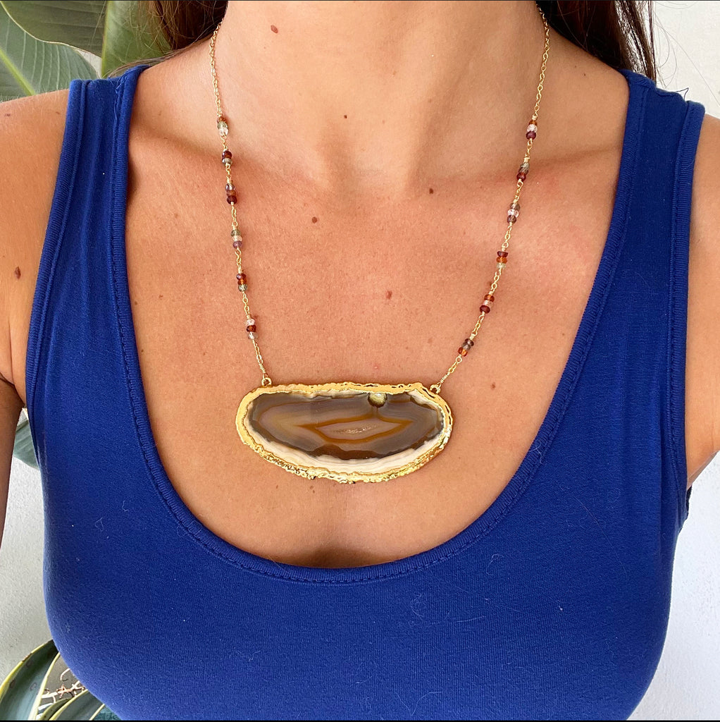 1323 - One of a Kind Agate Gemstone Necklace