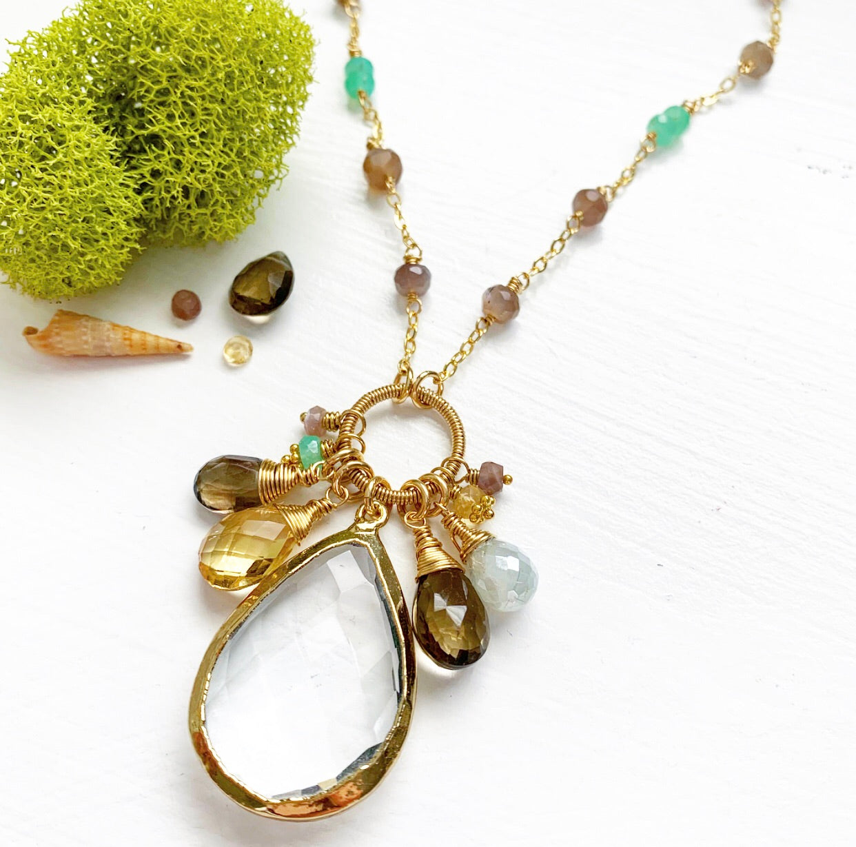 768-One of a Kind Gemstone Drop Necklace